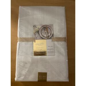New Colordrift Saxony Water 💦 Resistant Oblong Tablecloth Cream size 60”x84”